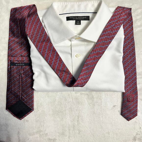 Gucci Classic Silk Tie Horse Bits Links Monogram Red Blue Purple 58"x3.25" Flex - Picture 4 of 6